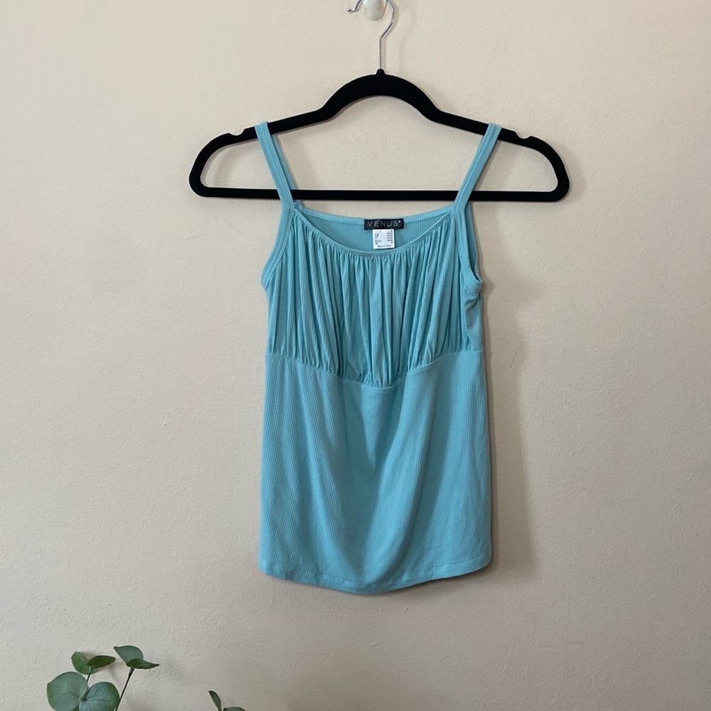 Venus Light Blue Babydoll Tank Top Ruched Bust Cami Y2K Women’s Medium Casual